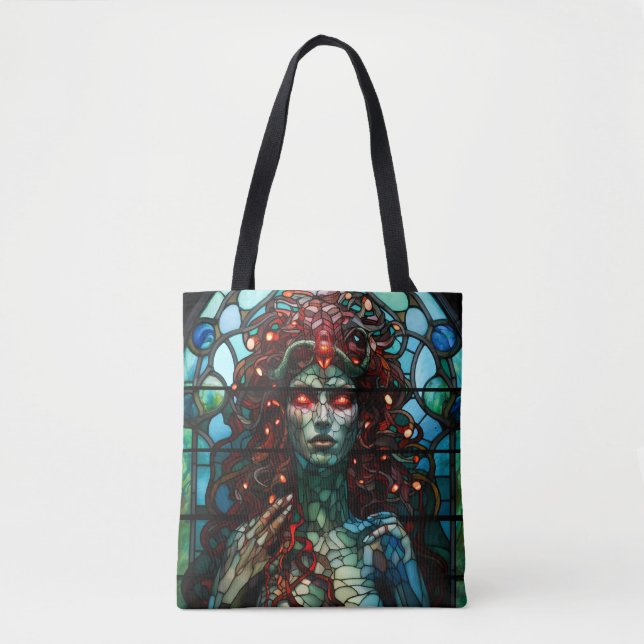 Medusa - Stained Glass Window Tiffany Style Tote Bag (Front)