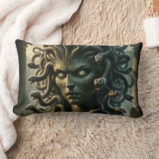 Medusa Stare of Death Head of Snakes Lumbar Cushion (Blanket)