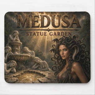 Medusa Statue Garden Dark Realism Mouse Pad