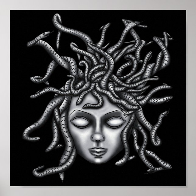 Medusa Statue, Greek Sculpture, Mythology Poster (Front)