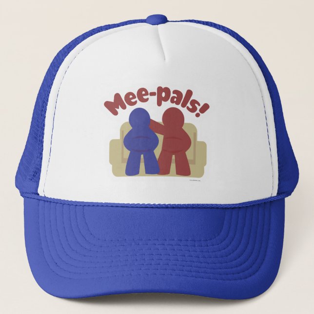 Mee Pals Funny Meeple Gamer Friends Cartoon Trucker Hat (Front)