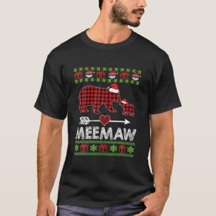 Meemaw Bear Santa Red Plaid Family Pyjamas For Chr T-Shirt