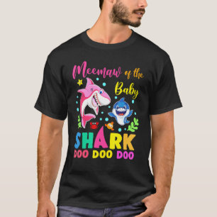 Meemaw Of The Birthday Boy Shark Pink Blue Doo Doo T-Shirt