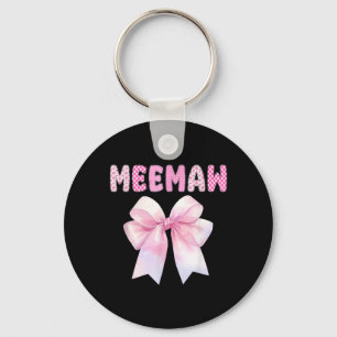Meemaw of The Birthday Girl nk Coquette Bow Family Key Ring