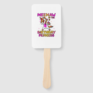 Meemaw Of The Birthday Princess Girl Grandma Dabbi Hand Fan
