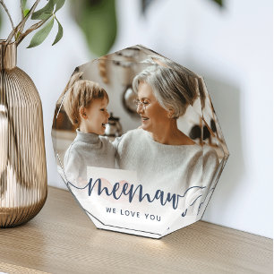 Meemaw We Love You Grandma Script Overlay Photo Block