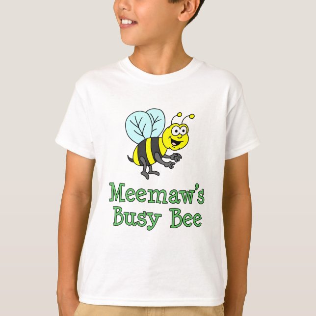 Meemaw's Busy Bee Cute Cartoon T-Shirt (Front)