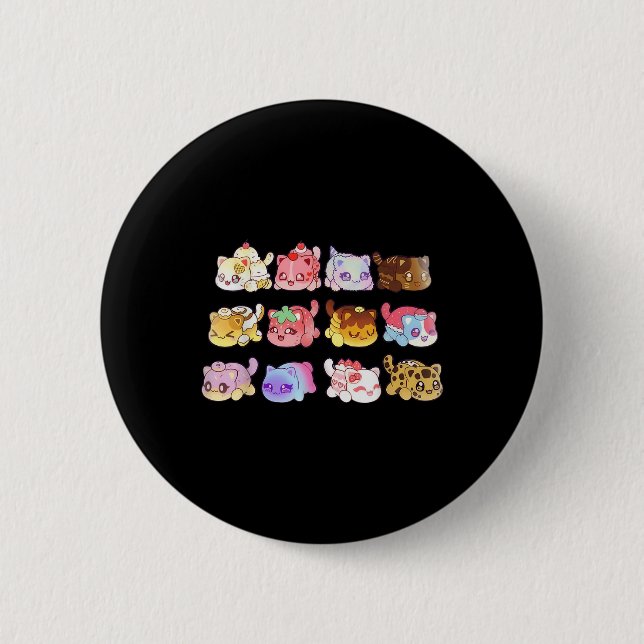 Meemeow Cats Plush  6 Cm Round Badge (Front)