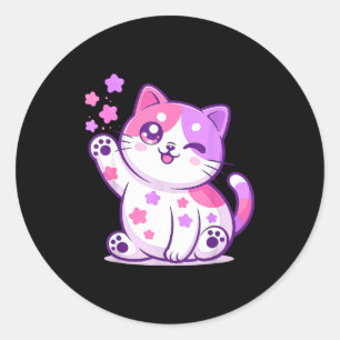 Meemeow cats plush squishy birthday decorations classic round sticker