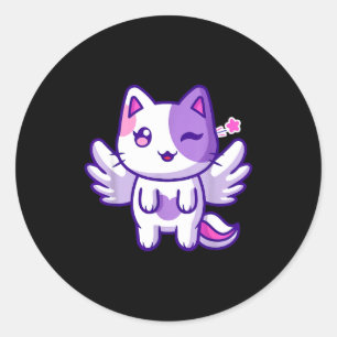 Meemeow Cute Cat Plu-shirt  Classic Round Sticker