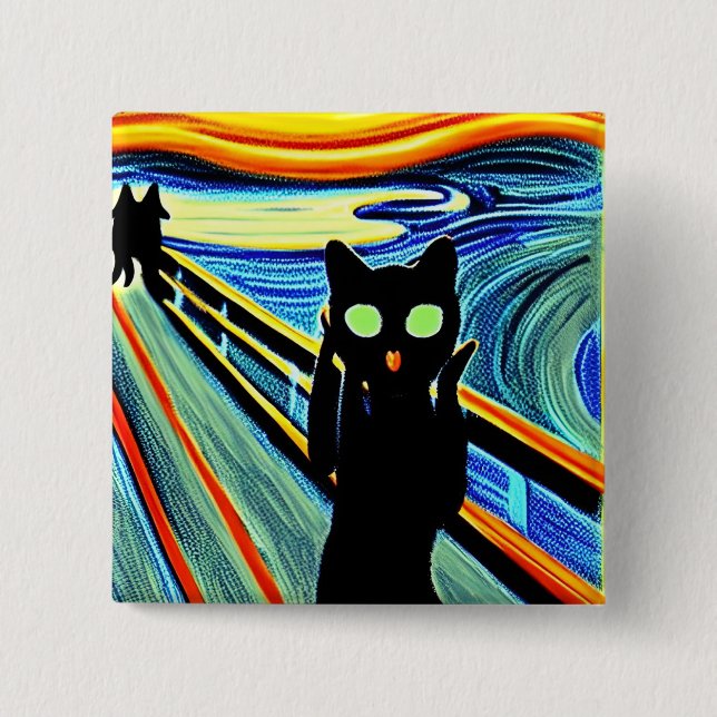Meeow!  15 cm square badge (Front)