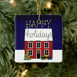 Meeples Home for the Holidays Ceramic Ornament