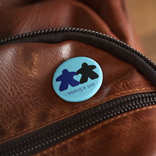 Meeples in Love, Blue & Black Button (Creator Uploaded)