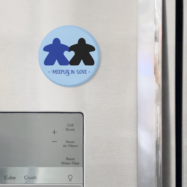 Meeples in Love, Blue & Black Magnet (In Situ (Fridge))