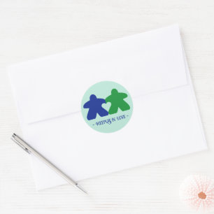 Meeples in Love, Blue & Green Stickers