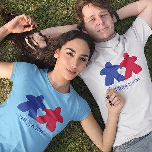 Meeples in Love, Blue & Red Mens Shirt