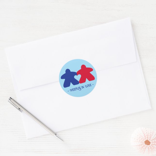 Meeples in Love, Blue & Red Stickers (Envelope)