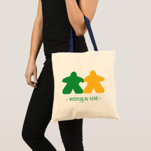 Meeples in Love, Green & Yellow Basic Tote Bag