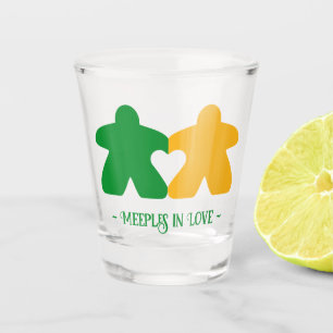 Meeples in Love, Green & Yellow Shot Glass