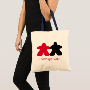 Meeples in Love, Red & Black Basic Tote Bag