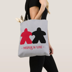 Meeples in Love, Red & Black Tote Bag