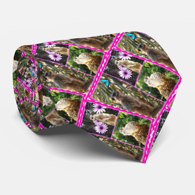 Meerkat Abstract Art, Neck Tie (Rolled)
