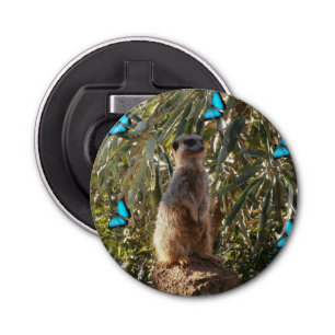 Meerkat And Blue Butterflies, Bottle Opener