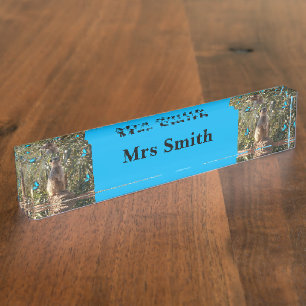 Meerkat And Blue Butterflies, Nameplate
