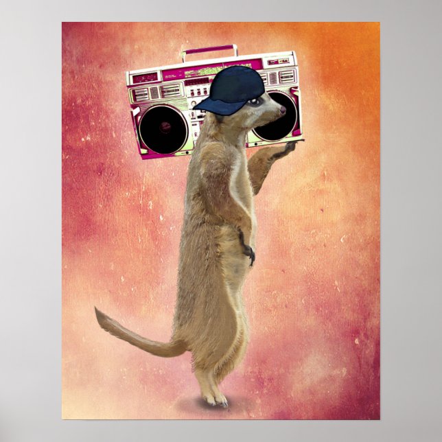 Meerkat and Boom Box Poster (Front)