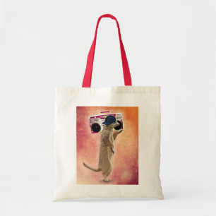 Meerkat and Boom Box Tote Bag