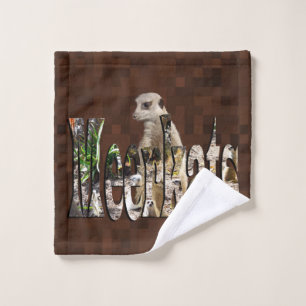 Meerkat And Meerkat Logo On Brown, Wash Cloth