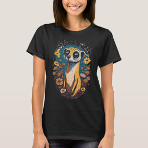 Meerkat Animal Flowers Art, Animal Motif Meerkat T-Shirt