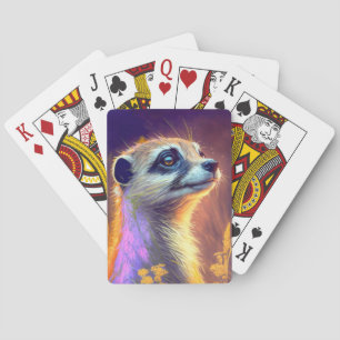 Meerkat Animal Portrait Painting Wildlife Outdoors Playing Cards