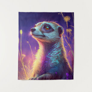 Meerkat Animal Portrait Painting Wildlife Outdoors Tapestry