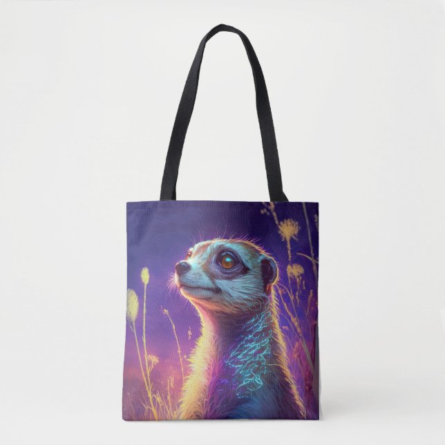 Meerkat Animal Portrait Painting Wildlife Outdoors Tote Bag (Front)