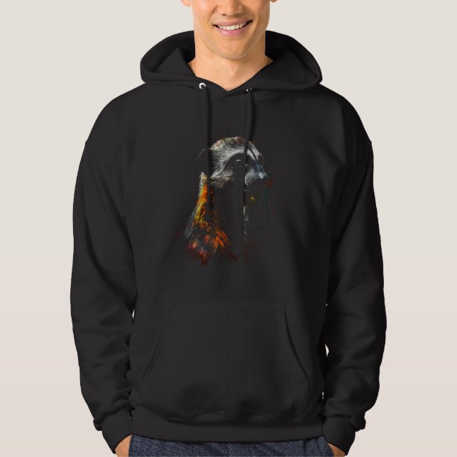 Meerkat Art - Animal Motif Colourful Meerkat Hoodie (Front)
