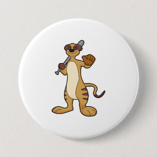 Meerkat as Baseball player with Baseball bat 7.5 Cm Round Badge