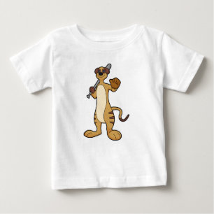 Meerkat as Baseball player with Baseball bat Baby T-Shirt