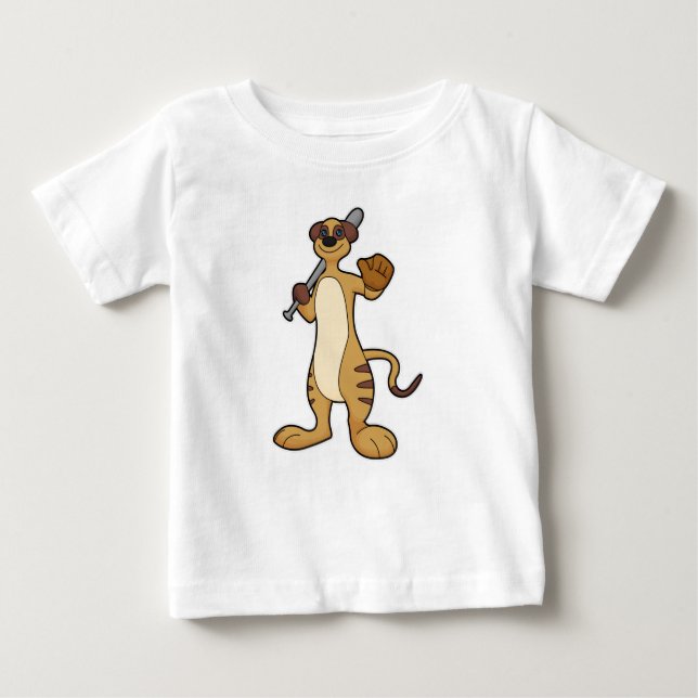 Meerkat as Baseball player with Baseball bat Baby T-Shirt (Front)