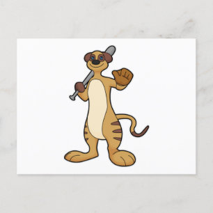 Meerkat as Baseball player with Baseball bat Postcard