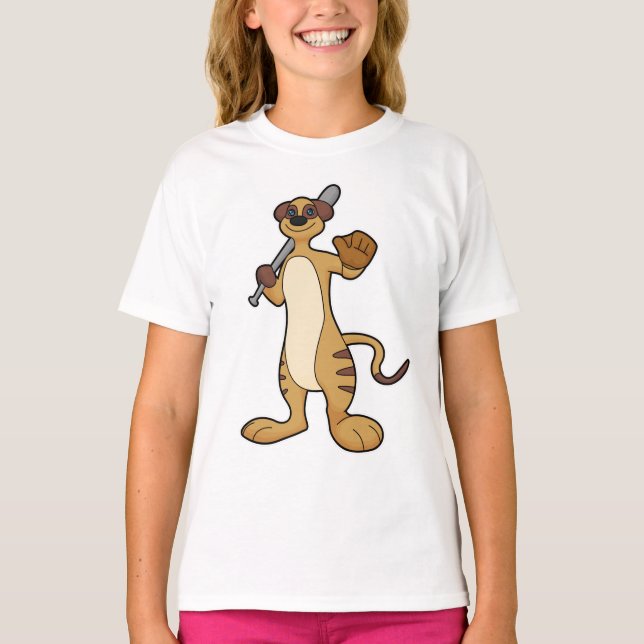 Meerkat as Baseball player with Baseball bat T-Shirt (Front)