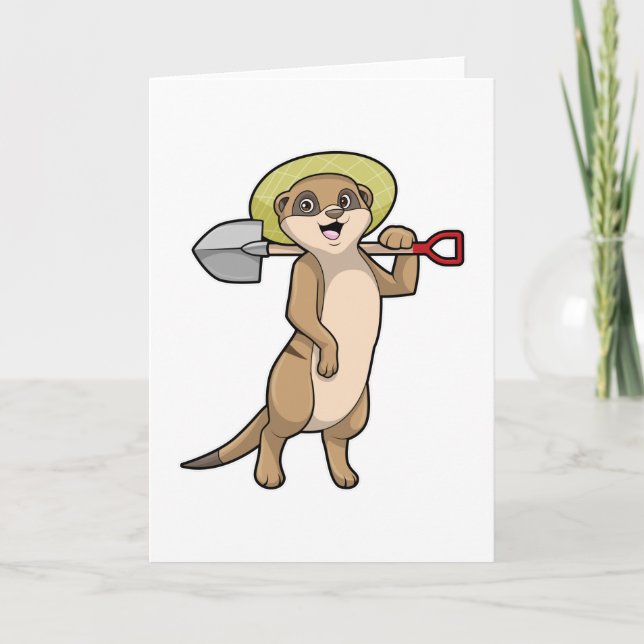 Meerkat as Farmer with Shovel Card (Front)