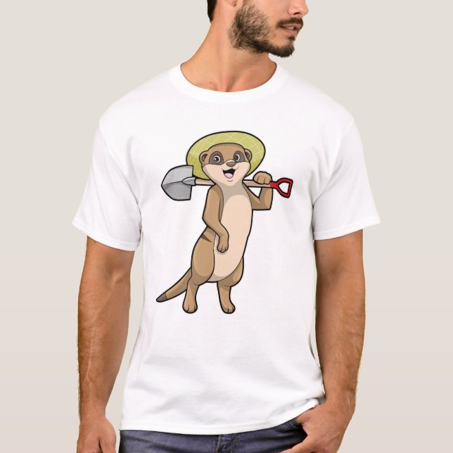 Meerkat as Farmer with Shovel T-Shirt (Front)