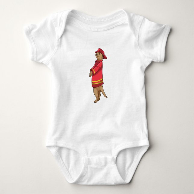 Meerkat as Firefighter with Helmet Baby Bodysuit (Front)