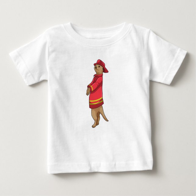 Meerkat as Firefighter with Helmet Baby T-Shirt (Front)