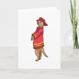 Meerkat as Firefighter with Helmet Card