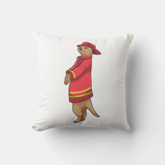 Meerkat as Firefighter with Helmet Cushion (Front)