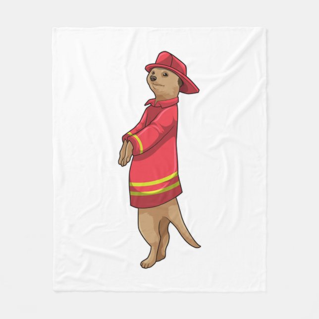 Meerkat as Firefighter with Helmet Fleece Blanket (Front)