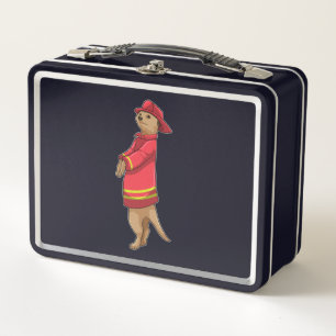Meerkat as Firefighter with Helmet Metal Lunch Box