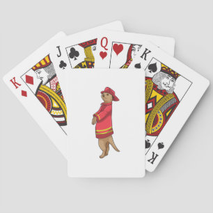 Meerkat as Firefighter with Helmet Playing Cards